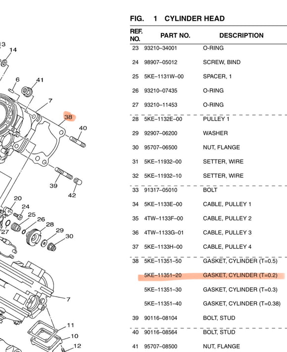 Yamaha TZ250 5KE-11351-20 Base Gasket