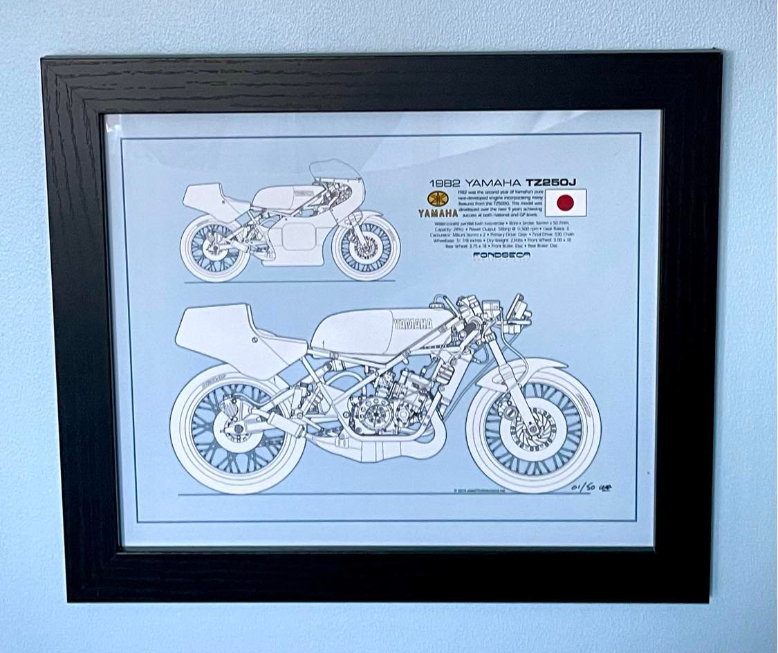 Yamaha TZ250 J Limited Edition Mick Ofield 10" x 12" Print. Fondseca
