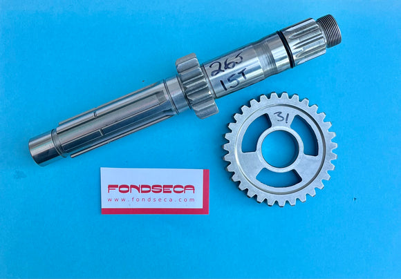 Yamaha TZ250 1st Gear Input Shaft set 15t/31t. 26J-17411-00, 5F7-17211-00 1981-1987.