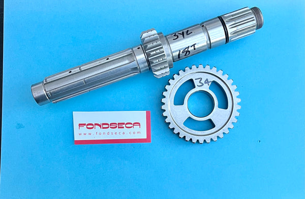 Yamaha TZ250 1st Gear Input Shaft Set 18t/34t. 3YL-17411-20, 5F7