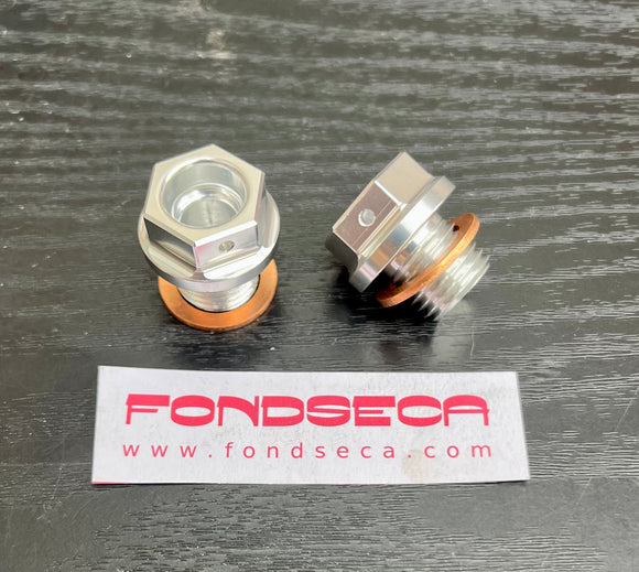 Yamaha TZ350 / TZ250 Oil Drain bolt set. CNC Pair with washers.