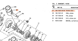 Yamaha TZ250 U / W piston 3AK-11631-00-98. 1988/‘89