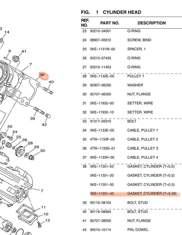 Yamaha TZ250 5KE-11351-40 Base Gasket.