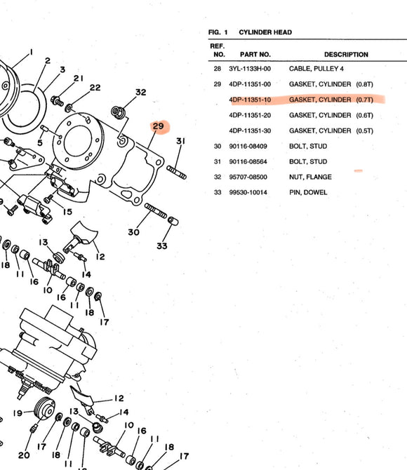 Yamaha TZ250 4DP-11351-10 Base gasket 0.7mm