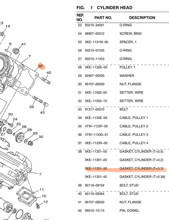 Yamaha TZ250 5KE-11351-30 Base Gasket.