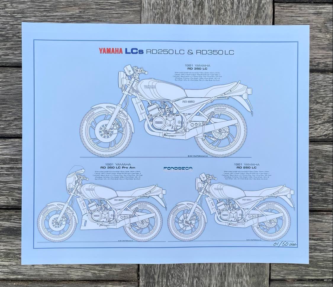RD250LC RD350LC ドイツ版カタログ １枚物 Yamaha RD350LC Pro Am Limited Edition Mick Ofield 10