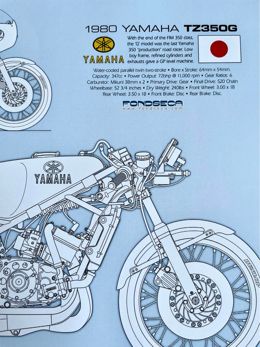 Yamaha TZ350 G Limited Edition Mick Ofield 10" x 12" Print Fondseca