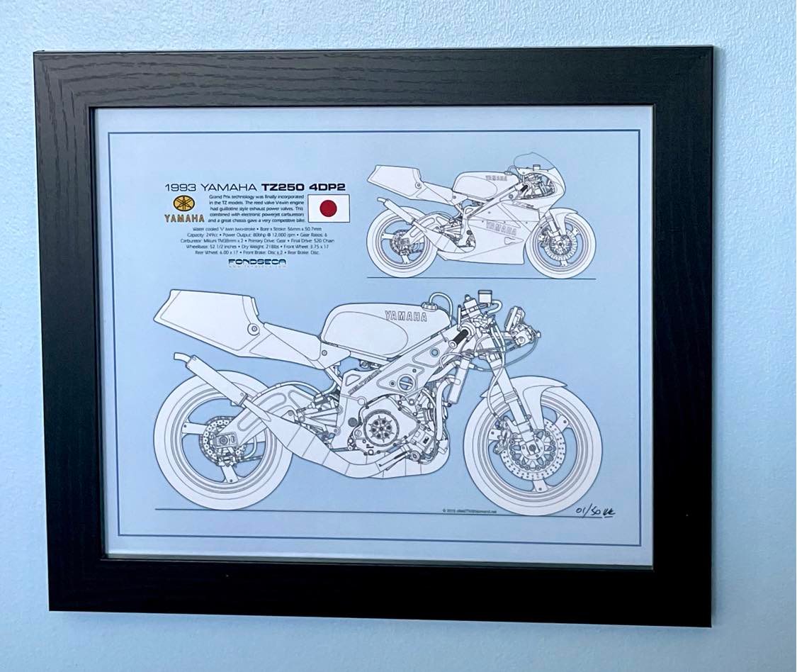Yamaha TZ250 4DP Limited Edition Mick Ofield 10" x 12" Print Fondseca