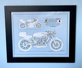 Yamaha TZ250 J Limited Edition Mick Ofield 10" x 12" Print.