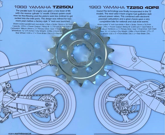 Yamaha TZ250 15t Front drive Sprocket. 1981-2010